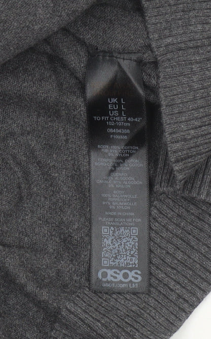 ASOS Men’s Grey L Cotton Blend Crew Neck Pullover Jumper