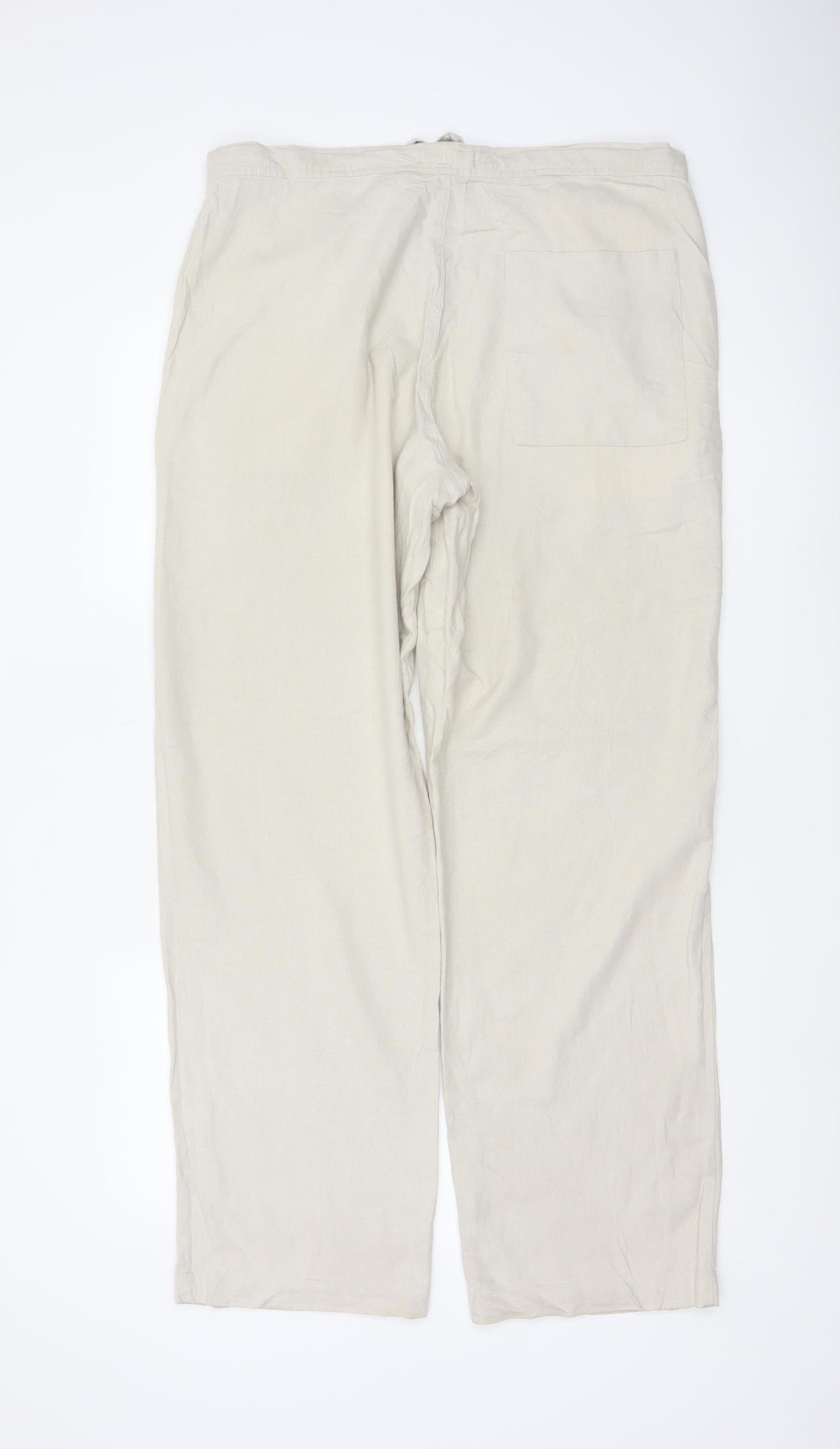 Marks and Spencer Men’s Beige Linen Blend Drawstring Trousers W34 L31