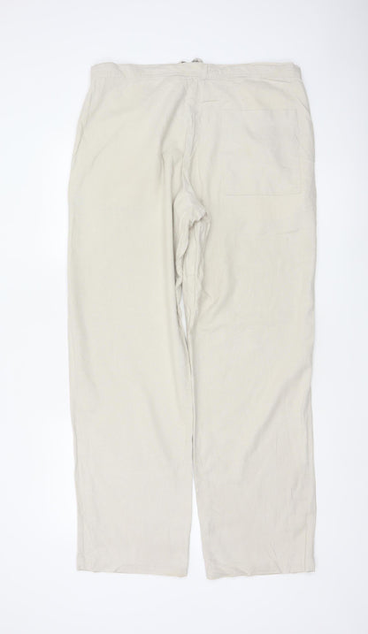 Marks and Spencer Men’s Beige Linen Blend Drawstring Trousers W34 L31