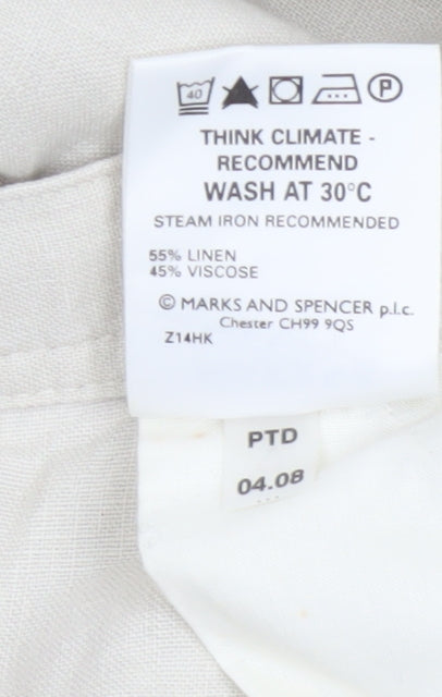 Marks and Spencer Men’s Beige Linen Blend Drawstring Trousers W34 L31
