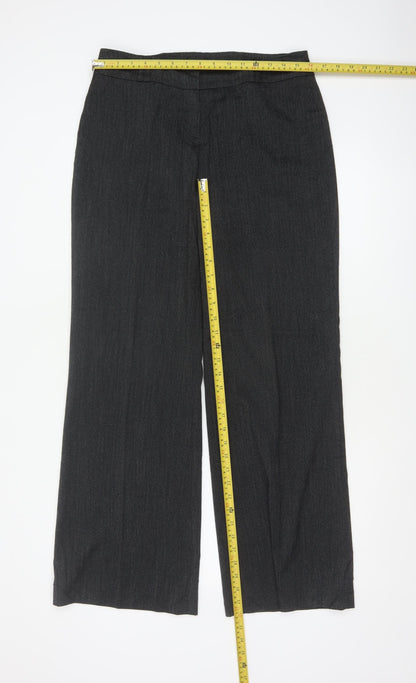 Wallis Women Black Size 12 Straight Leg Smart Stretch Trousers