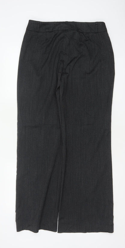 Wallis Women Black Size 12 Straight Leg Smart Stretch Trousers