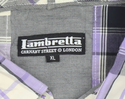 Lambretta Men’s XL Purple Plaid Short Sleeve Button-Up Shirt