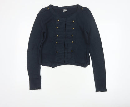 La Redoute Women Blue UK 10/12 Military Button Knit Cardigan