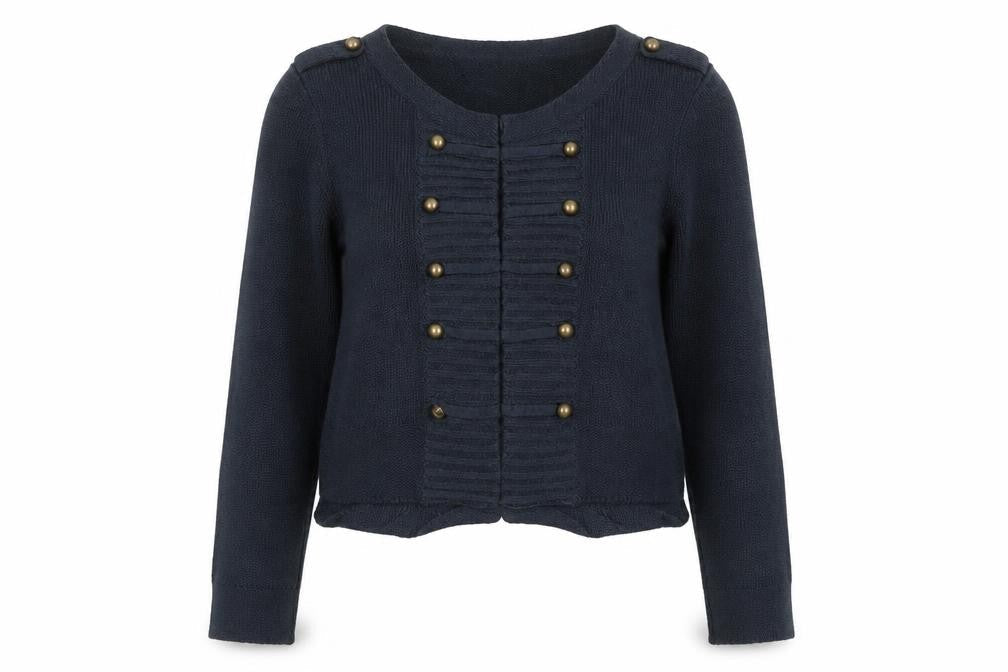 La Redoute Women Blue UK 10/12 Military Button Knit Cardigan