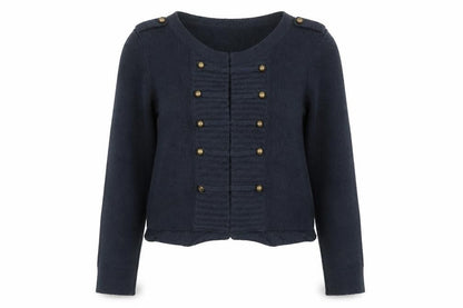 La Redoute Women Blue UK 10/12 Military Button Knit Cardigan