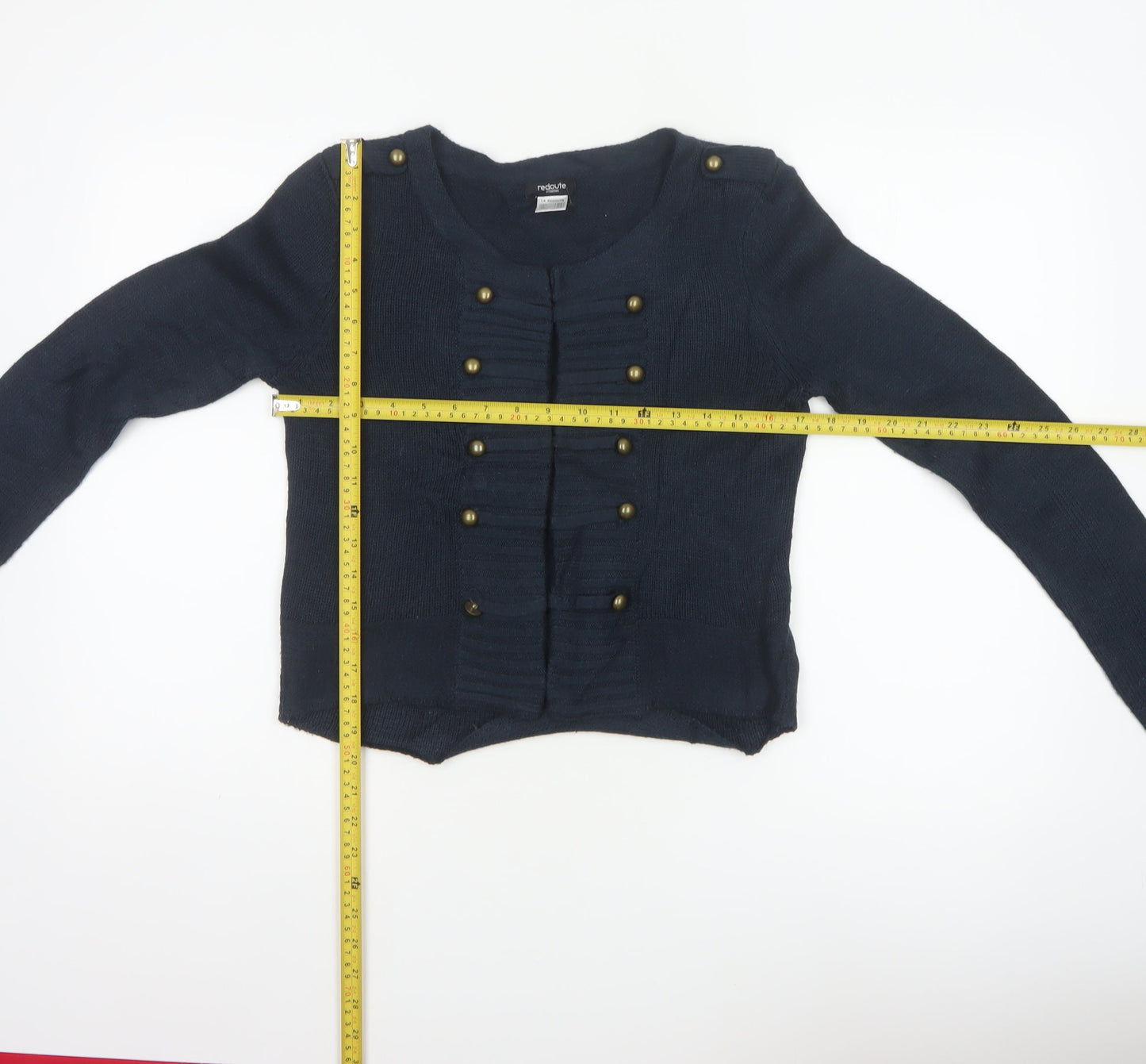 La Redoute Women Blue UK 10/12 Military Button Knit Cardigan