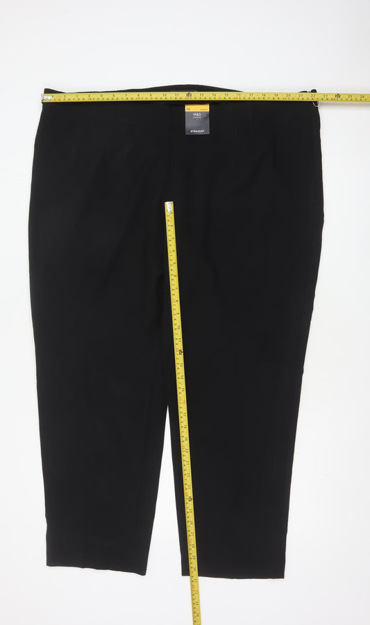 Marks and Spencer Women Black Size 24 Short Straight Dress Trousers