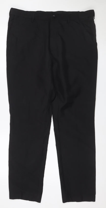 Marks & Spencer Men's Black 36 Regular Slim Fit Dress Trousers