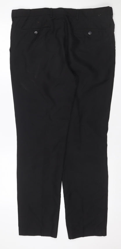 Marks & Spencer Men's Black 36 Regular Slim Fit Dress Trousers