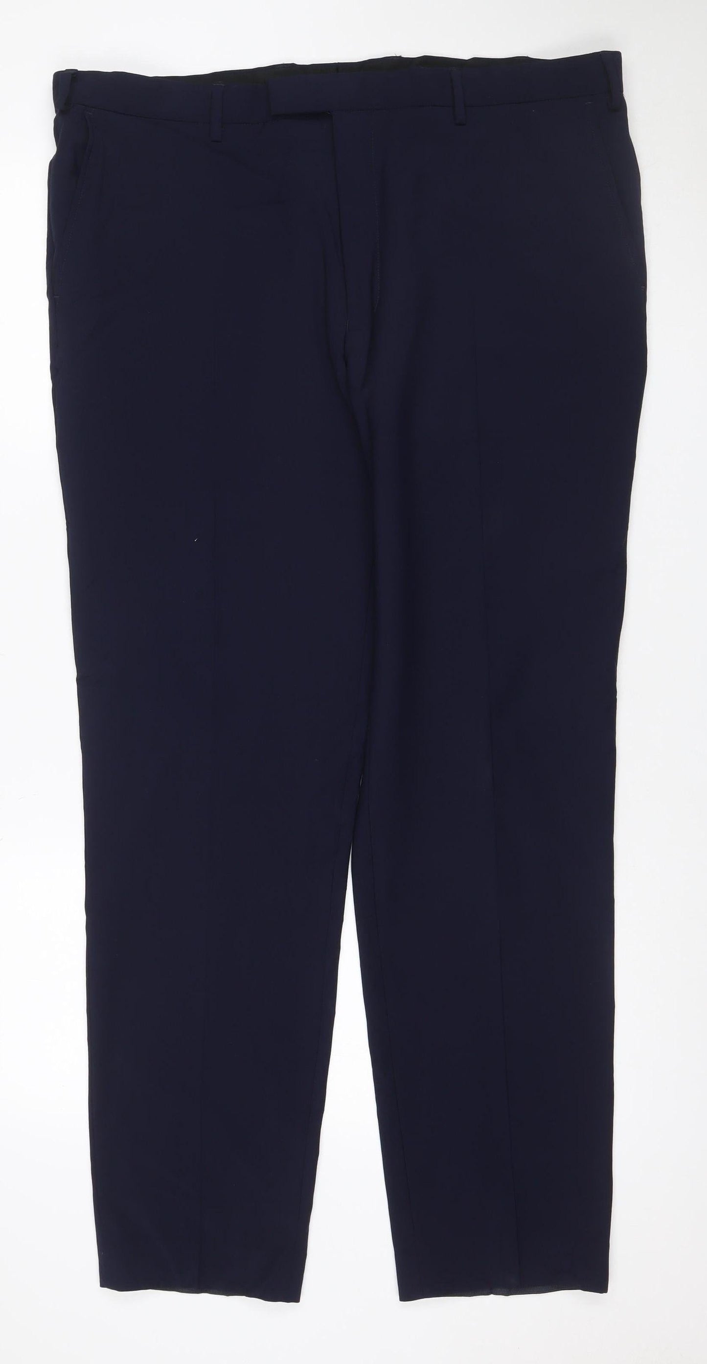 Marks & Spencer Men's Navy 40 Long Tailored Flat Front Dress Trousers