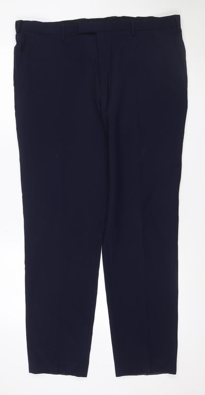 Marks & Spencer Men's Navy 40 Long Tailored Flat Front Dress Trousers