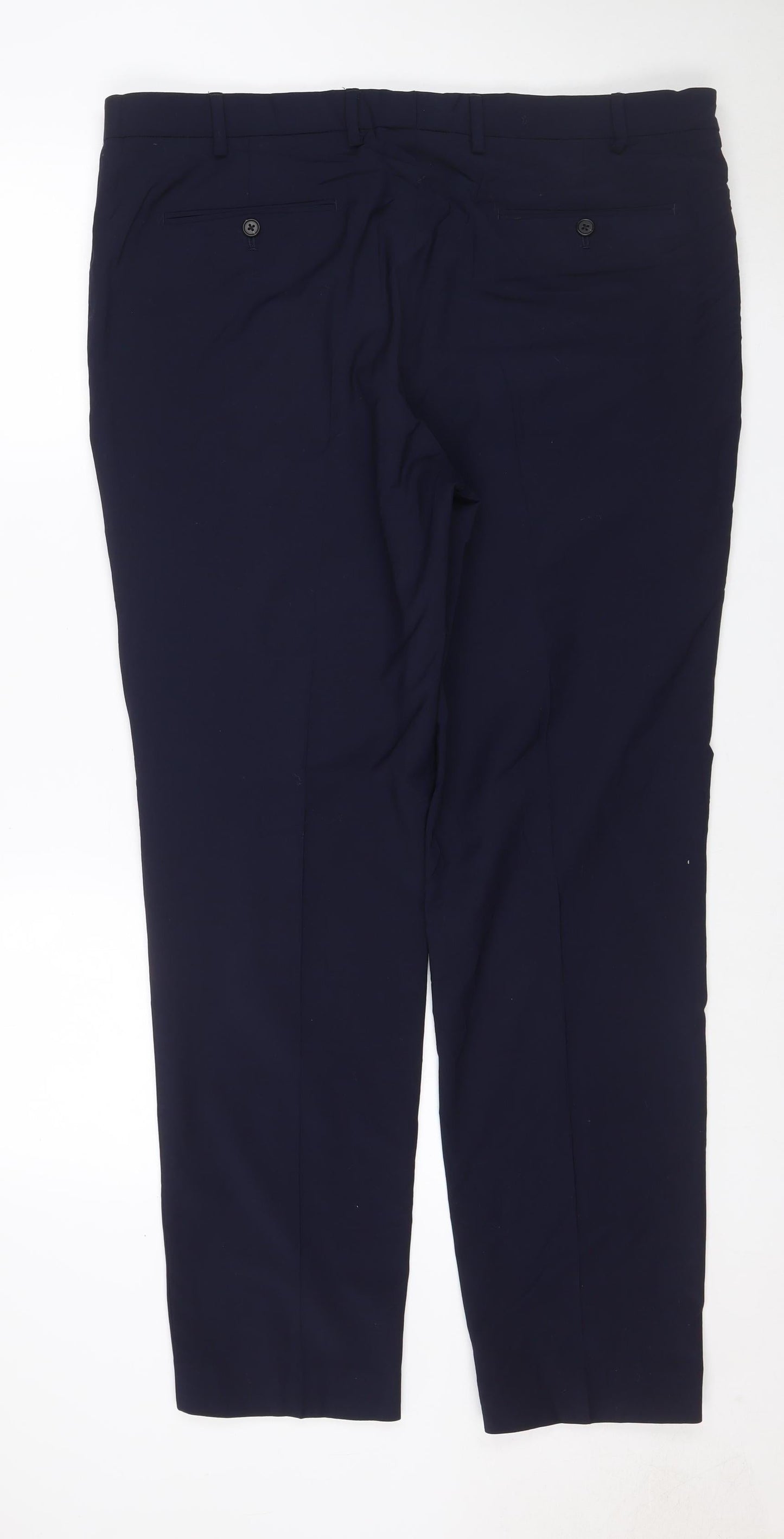 Marks & Spencer Men's Navy 40 Long Tailored Flat Front Dress Trousers