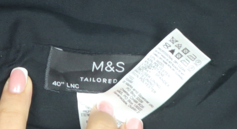 Marks & Spencer Men's Navy 40 Long Tailored Flat Front Dress Trousers