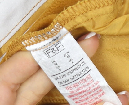 F&F Women’s Mustard Yellow Wide-Leg Trousers UK 12 Viscose