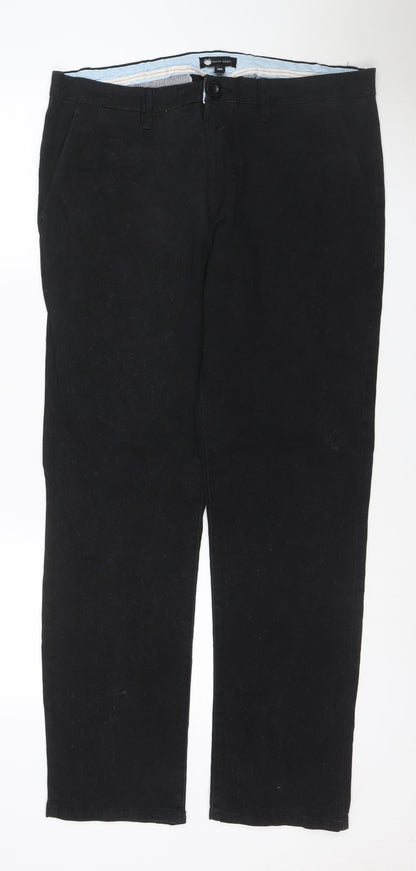 Palm Grove Men’s Black 36 Regular Straight Stretch Chino Trousers