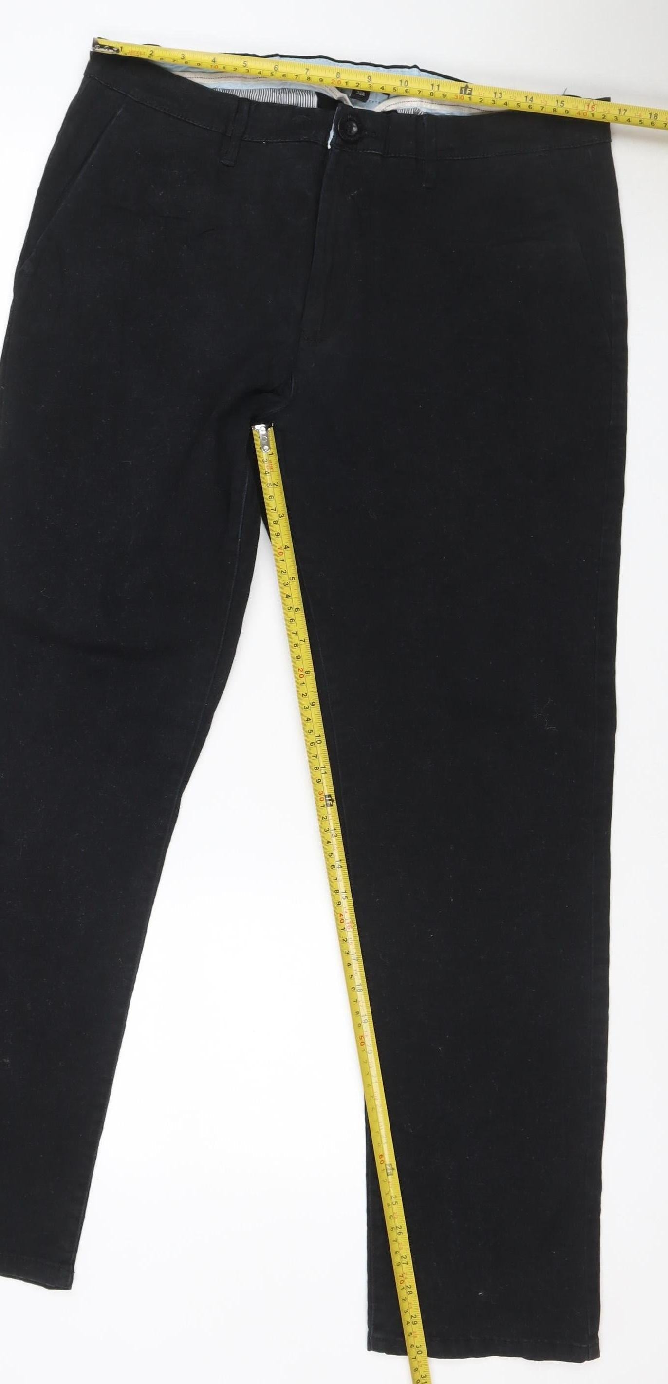 Palm Grove Men’s Black 36 Regular Straight Stretch Chino Trousers