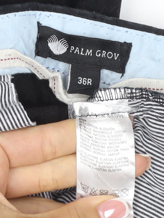 Palm Grove Men’s Black 36 Regular Straight Stretch Chino Trousers