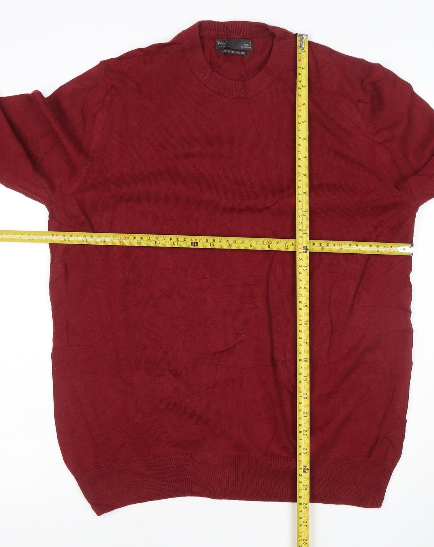 Marks and Spencer Men's Red M Fine Pure Cotton Crew Neck Jumper