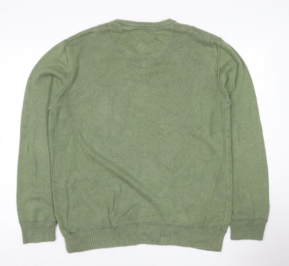 Mantaray Men’s Green L V-Neck Cotton Knit Pullover Jumper
