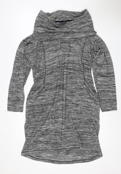 M&S Collection Women Grey UK 18 Shift Dress V-Neck Long Sleeve