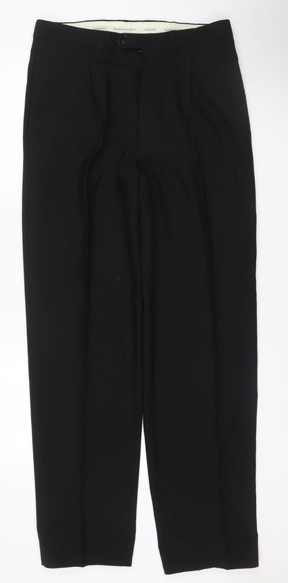 Balmain Men’s Black 34L Wool Straight Dress Trousers 34W 34L