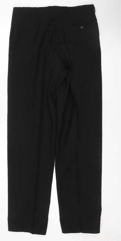 Balmain Men’s Black 34L Wool Straight Dress Trousers 34W 34L
