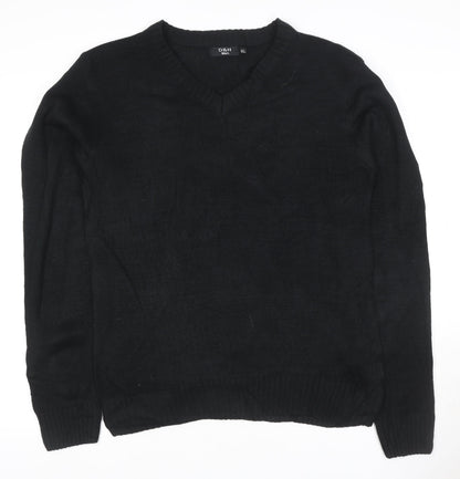 D&H Man Men’s Black XL V-Neck Acrylic Knit Pullover Jumper