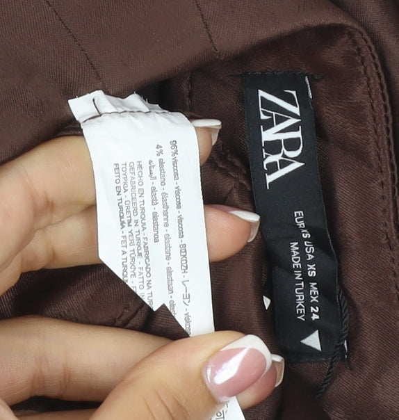 Zara Women’s Brown Modal Stretch Straight Leg Trousers Size S