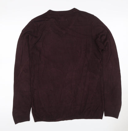 Marks and Spencer Mens Brown M V-Neck Cashmilon Acrylic Pullover Jumper
