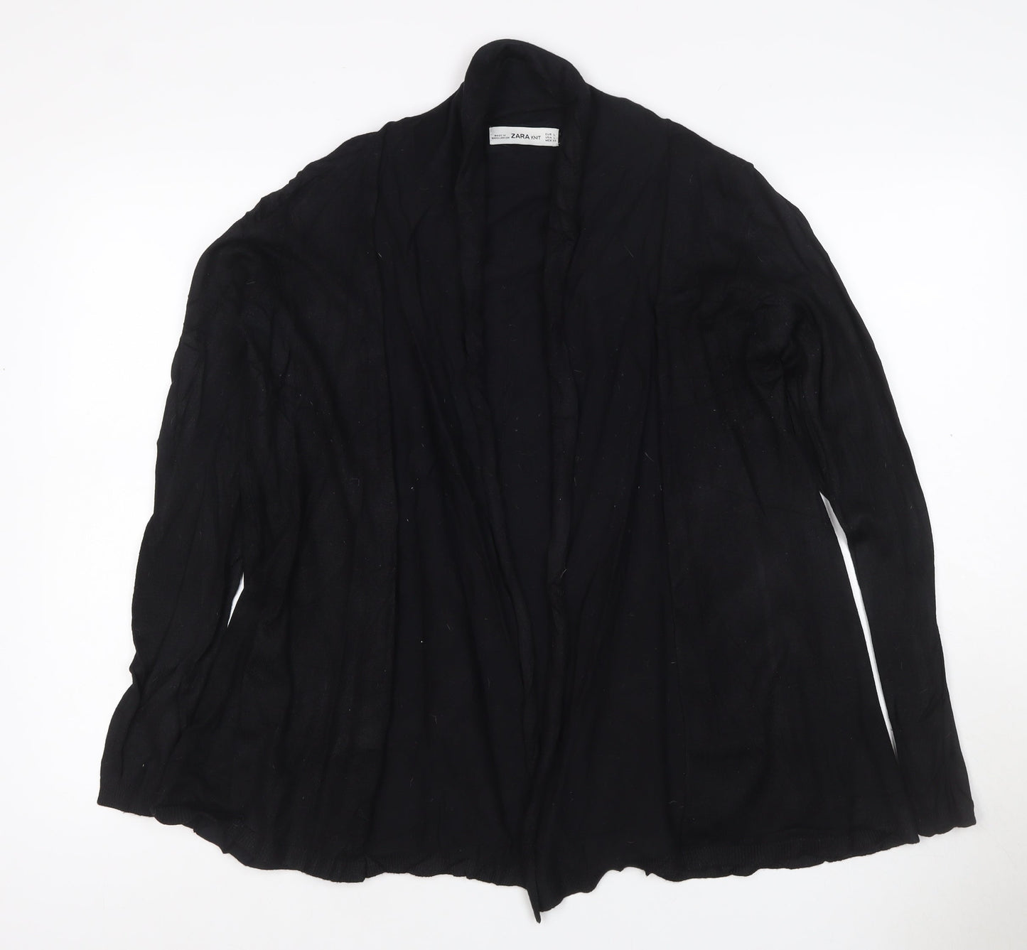 Zara Women Black Size 14 Open Cowl Neck Long Sleeve Cardigan