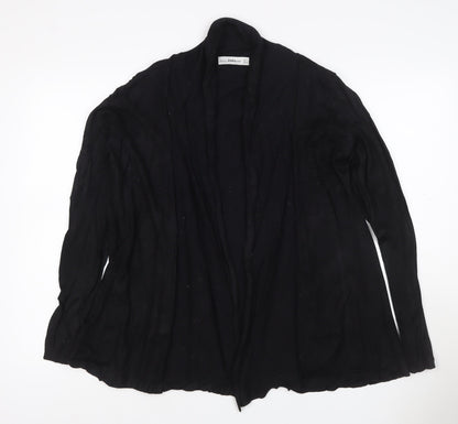 Zara Women Black Size 14 Open Cowl Neck Long Sleeve Cardigan