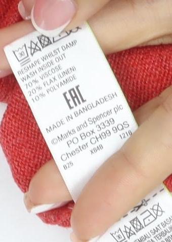 Marks and Spencer Women Red UK 14 Ruffle Short Sleeve Button Cardigan