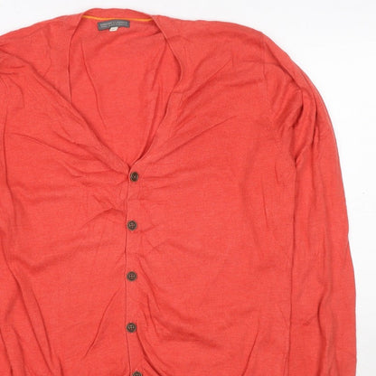 Genuine Classics Women Orange L V-Neck Button Knit Cardigan