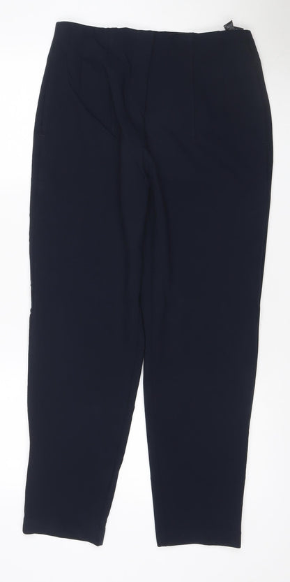 Marks & Spencer Women Navy UK 12 Long Wide-Leg Tailored Trousers