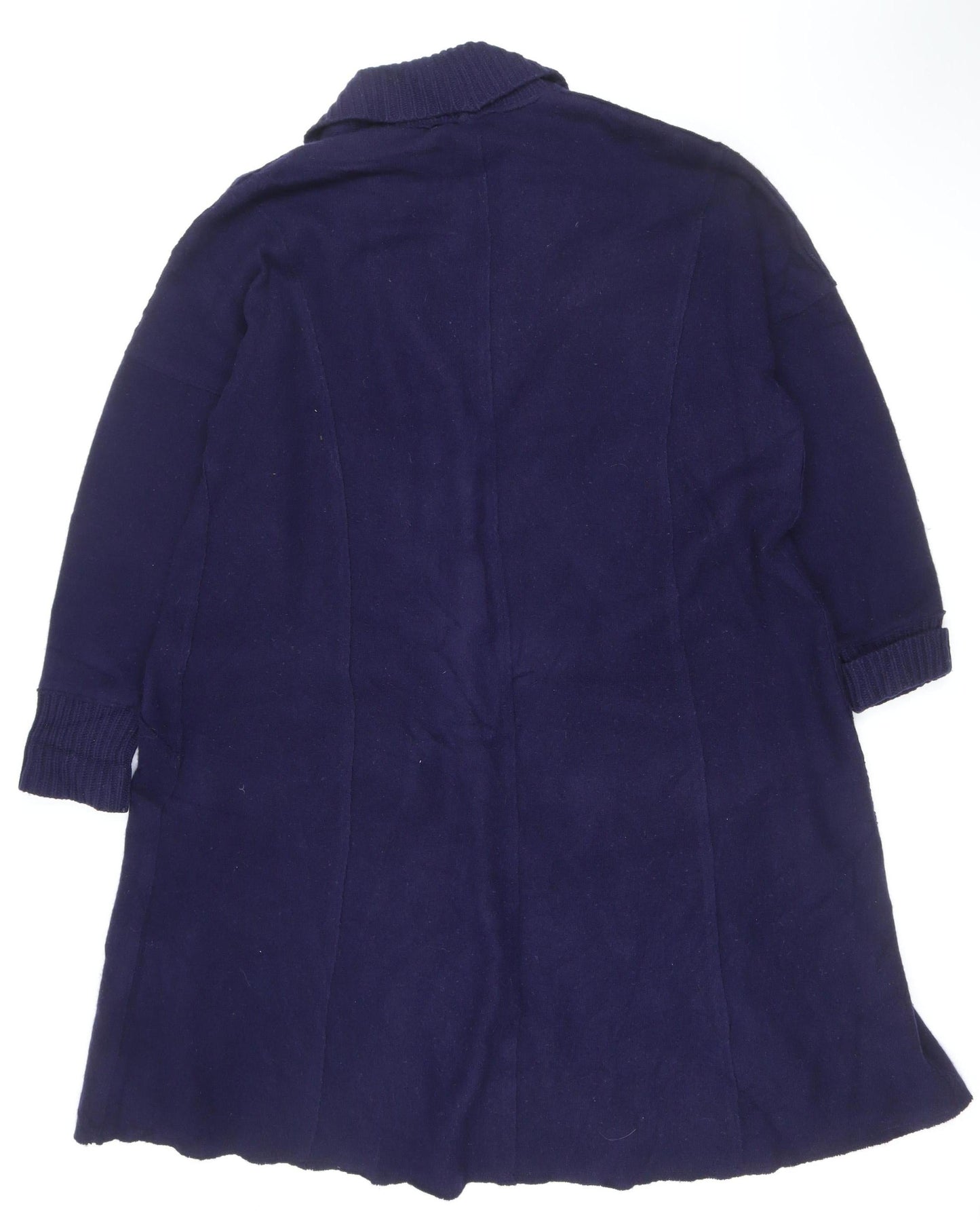 Chesca Women’s Navy Blue Lambswool V-Neck Button Cardigan Size 2