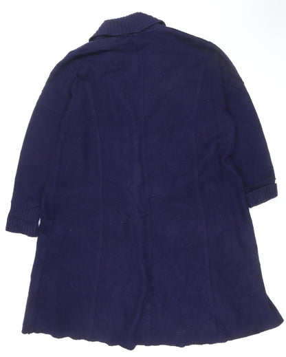 Chesca Women’s Navy Blue Lambswool V-Neck Button Cardigan Size 2