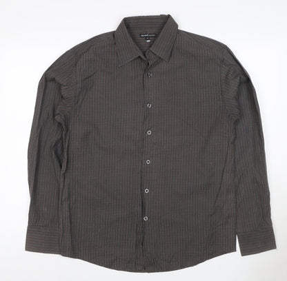 Urban Spirit Collection Men's Black M Striped Long Sleeve Button-Up Shirt