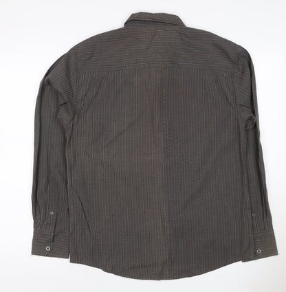 Urban Spirit Collection Men's Black M Striped Long Sleeve Button-Up Shirt