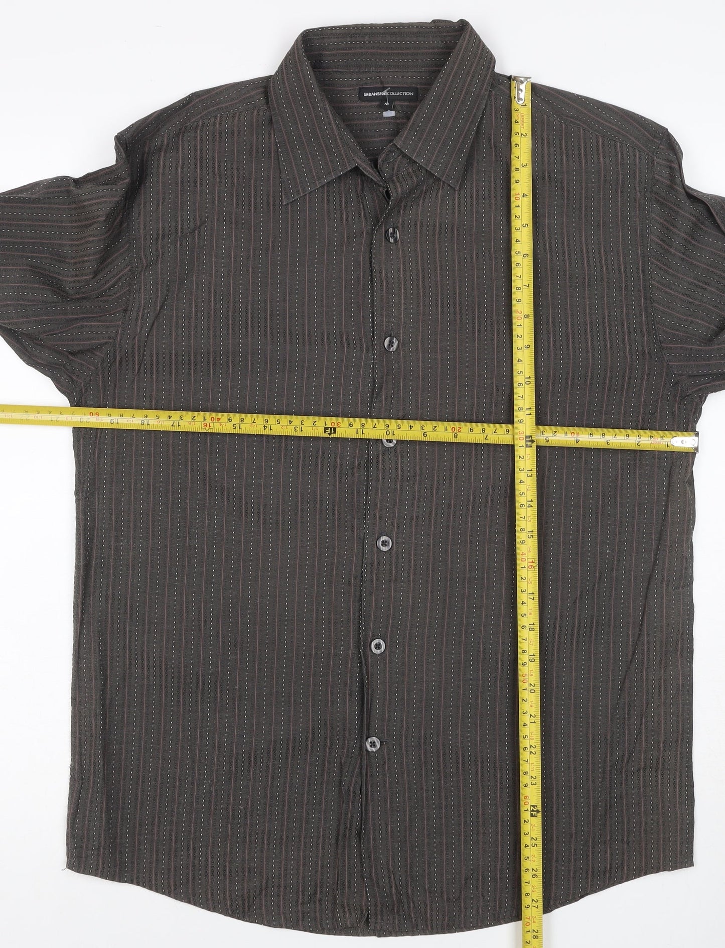 Urban Spirit Collection Men's Black M Striped Long Sleeve Button-Up Shirt