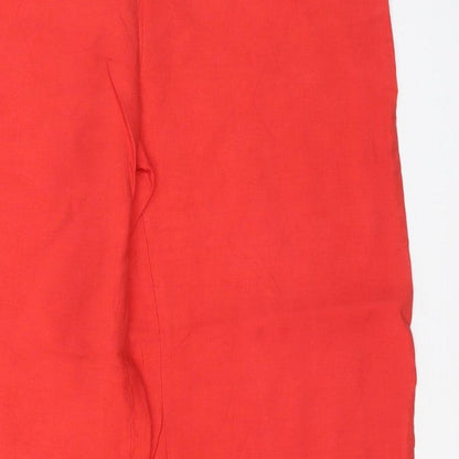Zara Women Red UK 12 Wide Leg Elastic Waist Trousers
