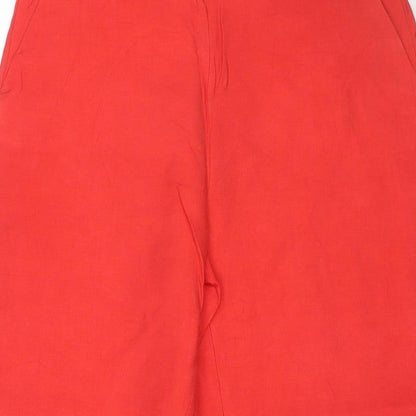 Zara Women Red UK 12 Wide Leg Elastic Waist Trousers