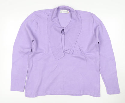 Future Lady Women Purple M Cowl Neck Tie Detail Knit Jumper
