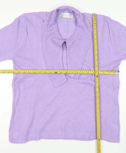 Future Lady Women Purple M Cowl Neck Tie Detail Knit Jumper