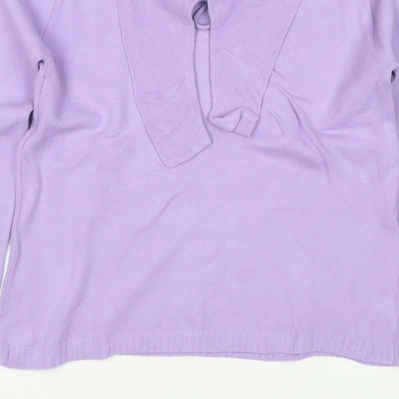 Future Lady Women Purple M Cowl Neck Tie Detail Knit Jumper