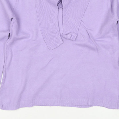 Future Lady Women Purple M Cowl Neck Tie Detail Knit Jumper