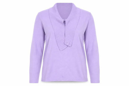 Future Lady Women Purple M Cowl Neck Tie Detail Knit Jumper