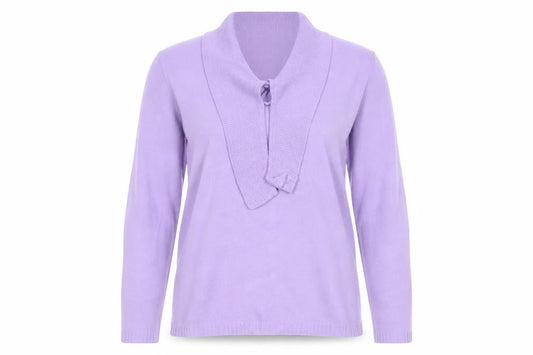Future Lady Women Purple M Cowl Neck Tie Detail Knit Jumper