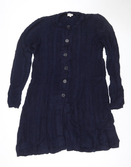 East Women’s Blue UK 12 Cashmere Merino Cable-Knit V-Neck Cardigan