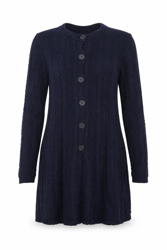 East Women’s Blue UK 12 Cashmere Merino Cable-Knit V-Neck Cardigan